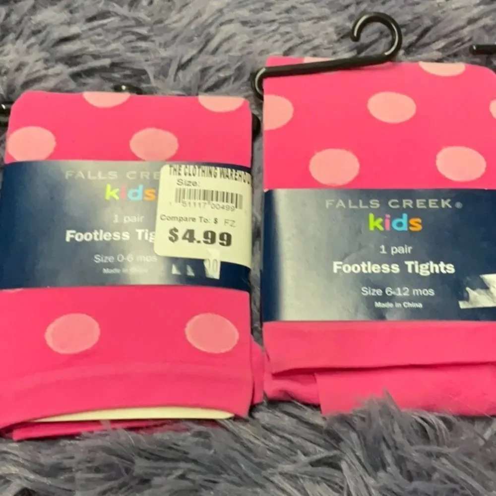Falls Creek 0-6 & 6-12 Months Pink White Polka Dot Tights - New